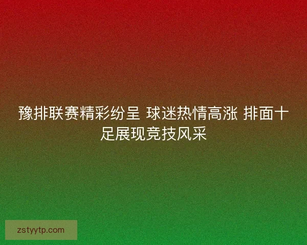 豫排联赛精彩纷呈 球迷热情高涨 排面十足展现竞技风采