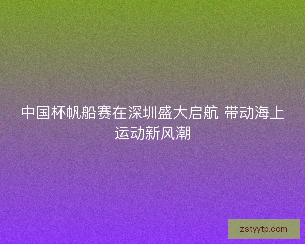 中国杯帆船赛在深圳盛大启航 带动海上运动新风潮